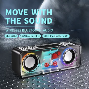 Dvostruki zvučnik, bežični zvučnik Bluetooth, Transparentan music zvučnik, visoko kvalitetni zvučnik RGB Bass Audio za zurke u kampu