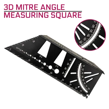 3D Mitra pod kutom od 45 i 90 Stupnjeva Ravnalo Za mjerenje kuta Kvadrat Od aluminijske legure Senzor za označavanje znakova interpunkcije Kutomjer za oblikovanje, obrada drveta