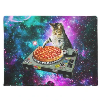 Cool smiješno podloga za pizze Space DJ Cat, šarene novost, Galaxy Kitten, mačke, dobrodošli, vrata tepih gumeni tepih za prijavu, kućni ljubimac