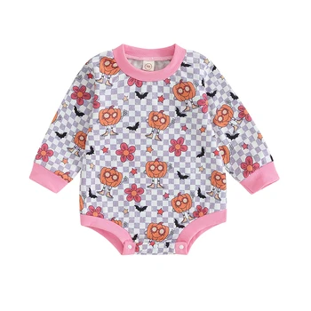 Majica za bebe 0-12 m, kombinezon dugih rukava i po cijeloj površini bundeve u kavez za novorođenče, slatka odjeća za novorođenčad