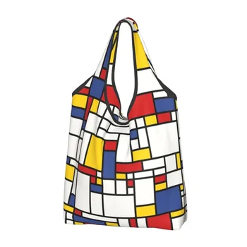 Pit Мондрайн Apstraktne pop-art 1960-ih, crvene, plave, Žute Pravokutnika, torba-тоут za kupovinu, geometrijski Moderna torba za kupnju u trgovinama, наплечная torba za kupovinu