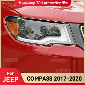 Za JEEP COMPASS 2017-2020, automobilska fara, prozirna zaštitna folija od TPU, naljepnica s promjenom nijanse prednjeg svjetla