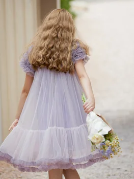 Haljine za djevojčice, plin šljokice, ljubičasta odjeća od princeza, ljeto 2022, od 3 do 12 godina, dječje odjeće, Slatka odjeća za djeverušama za dječje zabave