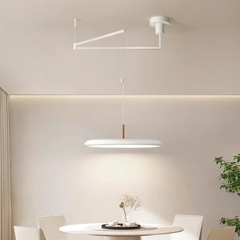 Luster za stolom u skandinavskom stilu, led žarulja u boji s diskom, moderan minimalistički dekor za dom, stol, pokretna luster s dugim ramena