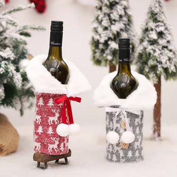 Božićni cover za boce vina, Božićni Ukras za dom, Djed Mraz, Božićne dekoracije, Dekoracija stola 2021 Navidad Poklon za Novu godinu 2022