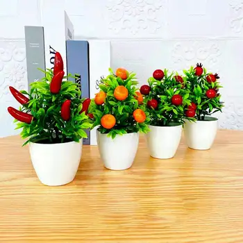Umjetne biljke u loncima Mini-Naranča, Šipak, Plastična imitacija voćnog stabla, lonac, imitacija biljaka u dvorištu, Bonsai