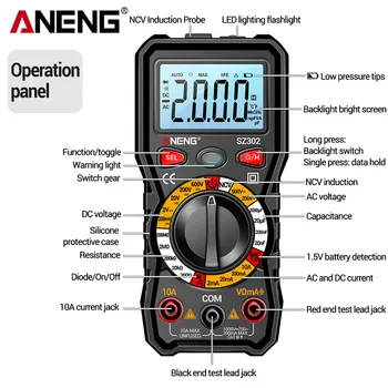 ANENG SZ302 Profesionalni Digitalni Multimetar AC/DC Votage Tester NCV Detektor Tester Otpora Om Ampermetar Tester Kapaciteta