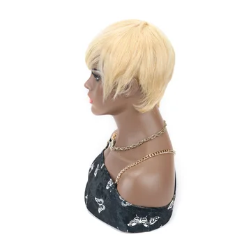 Bliss Svijetlo smeđe periku s kratkom kosom 613 Perika od ljudske kose frizure Brazilski Pixie Izravan perika za crne žene bez čipke u Potpunosti Strojni perika