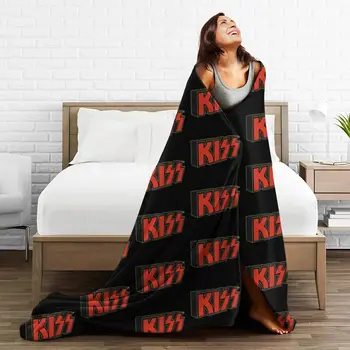 Kiss Band Soft Čvrste Deke sa crvenim logom Kiss, Prekrivač za putovanja, Осеннее Šarene Фланелевое Deka na red, Presvlaku za kauč-kreveta