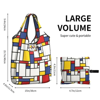 Pit Мондрайн Apstraktne pop-art 1960-ih, crvene, plave, Žute Pravokutnika, torba-тоут za kupovinu, geometrijski Moderna torba za kupnju u trgovinama, наплечная torba za kupovinu