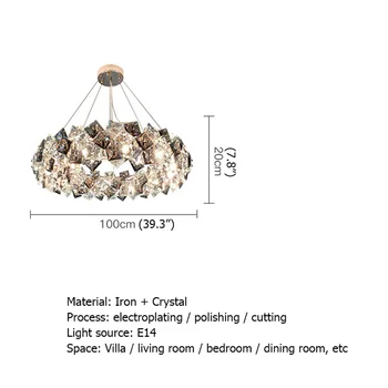 Viseći svijećnjak SAMAN u постмодернистском stilu, luksuzni kristalnu kreativni led lampa za kućne blagovaonica, dnevni boravak